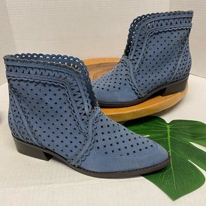 Cecilia Leather Perforated Cut Out design booties NWT
